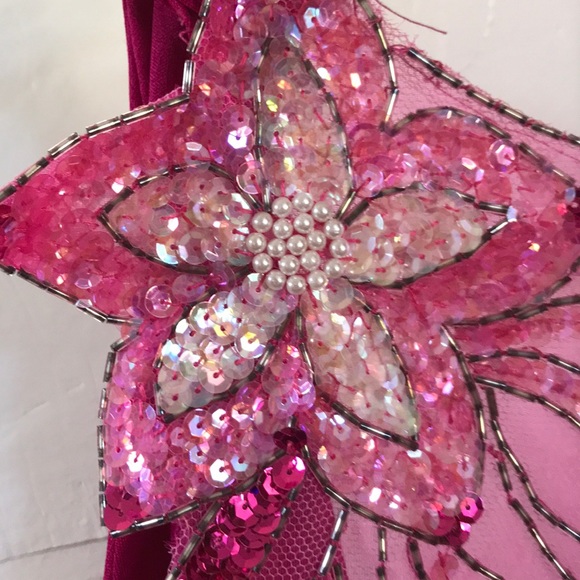 COPY - Vintage fuschia Climax dress, sequins, back drape - Picture 3 of 8